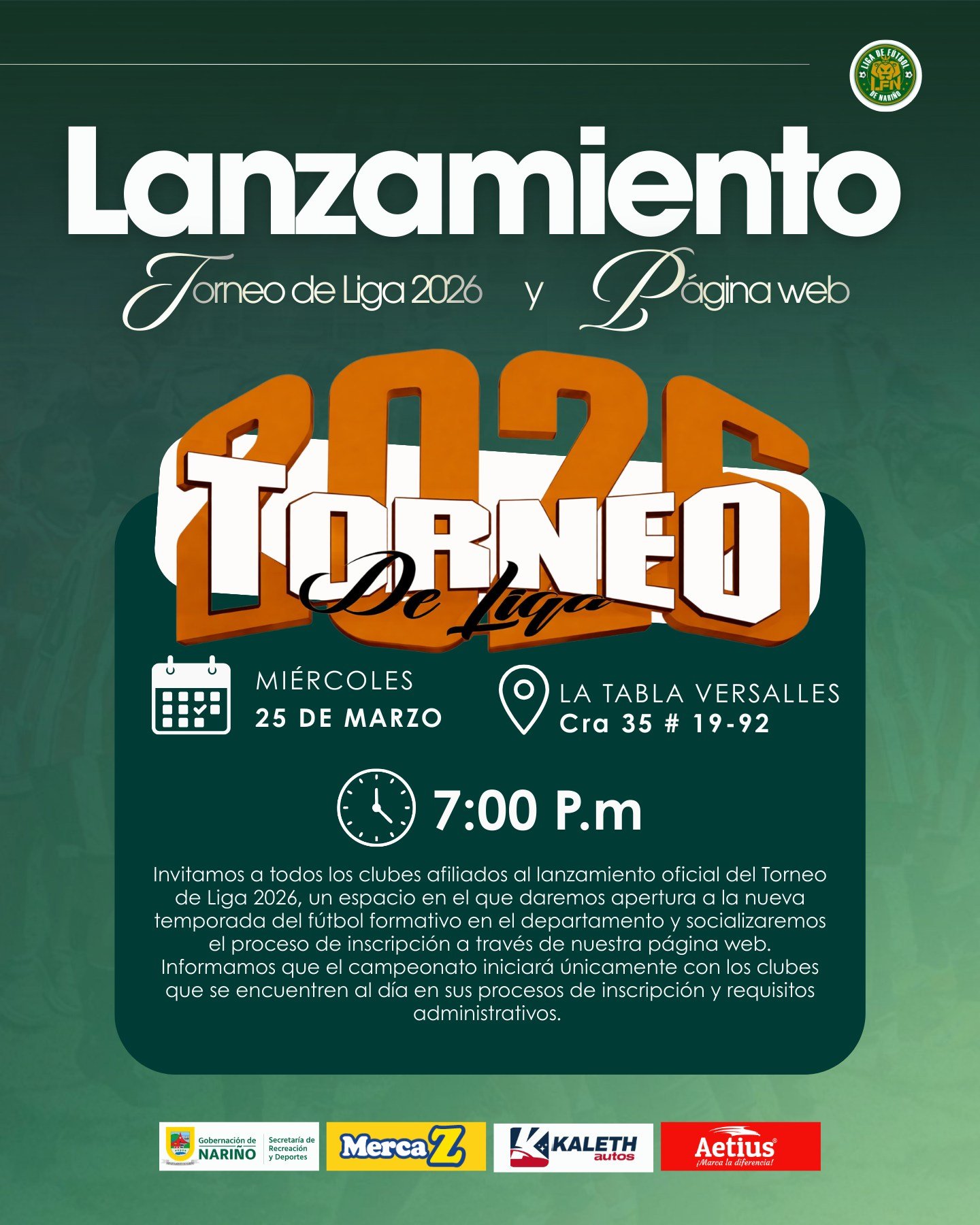 🔰𝗟𝗔𝗡𝗭𝗔𝗠𝗜𝗘𝗡𝗧𝗢 𝗧𝗢𝗥𝗡𝗘𝗢 𝗗𝗘 𝗟𝗜𝗚𝗔 𝟮𝟬𝟮𝟲 🏆